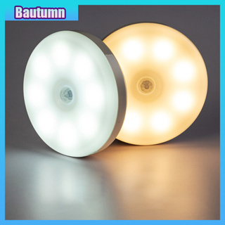 Bautumn LED การเหนี่ยวนำอัจฉริยะ การชาร์จ ไฟกลางคืนขนาดเล็กสองสี ไฟติดผนังไร้สาย ไฟLED ติดง่ายไม่ต้องเจาะ