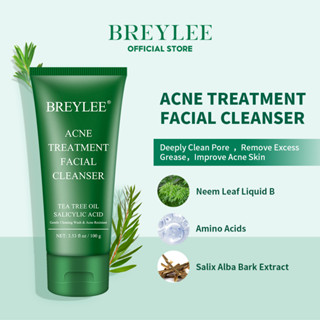 BREYLEE Tea Tree Acne Cleanser 100g เจลล้างหน้า ครีมขัดผิว เจลล้างหน้าลดสิว ทำความสะอาดผิวหน้า ลดสิว อ่อนโยน และไม่ระคายเคือง ควบคุมความมัน ให้ความชุ่มชื้น ปริมาณ ไวท์เทนนิ่ง