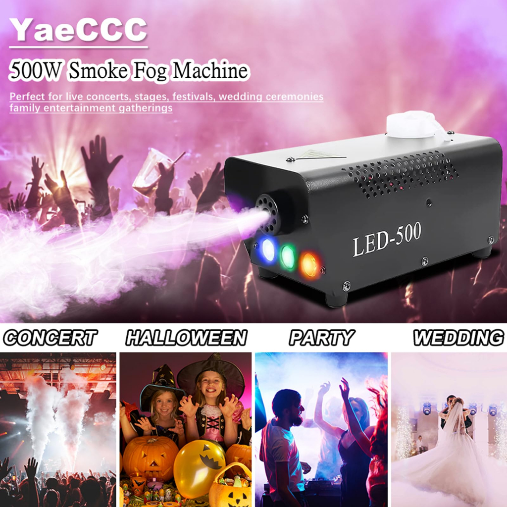 เครื่องพ่นควันเวที-ควบคุมด้วยรีโมท-smog-machine-ไดร์ไอซ์ควัน-แสงไฟ-led-500w-เครื่องทำหมอกไฟ-ขายเฉพาะเครื่อง