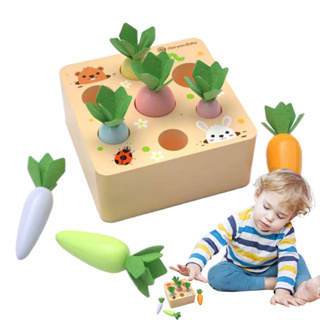 เด็กดึงแครอทชุด Montessori ของเล่นเด็กรูปร่างไม้เกมจับคู่ขนาดการเรียนรู้เกมปริศนาสำหรับเด็กอายุ 1 ปีขึ้นไป