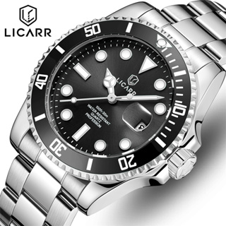 Licarr ของแท้ นาฬิกาข้อมือควอตซ์แฟชั่น เรืองแสง กันน้ํา แสดงวันที่ สไตล์นักธุรกิจ สําหรับบุรุษ 9512