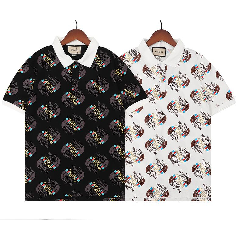 gucc1-เสื้อโปโลแขนสั้น-ผ้าฝ้าย-พิมพ์ลาย-แฟชั่นสําหรับผู้ชาย-และผู้หญิง