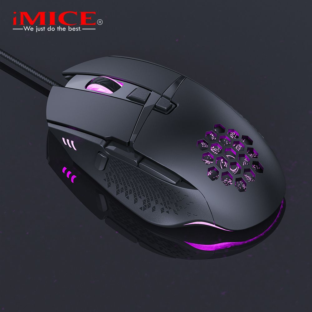 Imice T90 เมาส์แบบมีสาย USB เกมส่องสว่างการเขียนโปรแกรมความละเอียดสูง ...