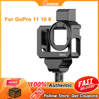 กรงกล้อง Gopro 11 10 9 โลหะอัลลอย พร้อมที่เสียบแฟลช อุปกรณ์เสริมกล้อง สําหรับ Vlog ถ่ายภาพ Gopro Hero 9
