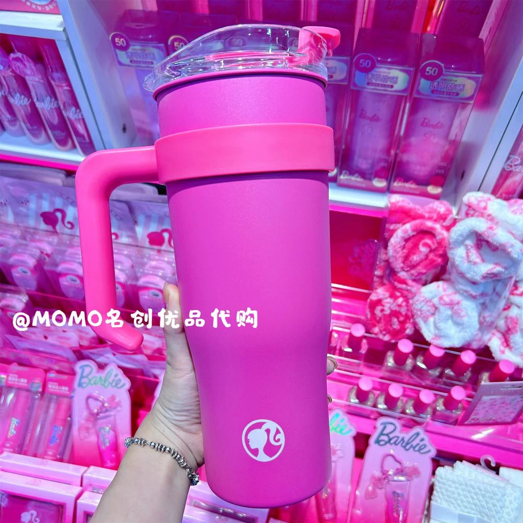 miniso-miniso-premium-barbie-series-big-mac-แก้วน้ําเหล็กฟาง-ความจุขนาดใหญ่-1600-มล