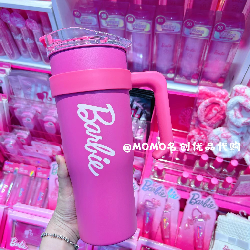 miniso-miniso-premium-barbie-series-big-mac-แก้วน้ําเหล็กฟาง-ความจุขนาดใหญ่-1600-มล