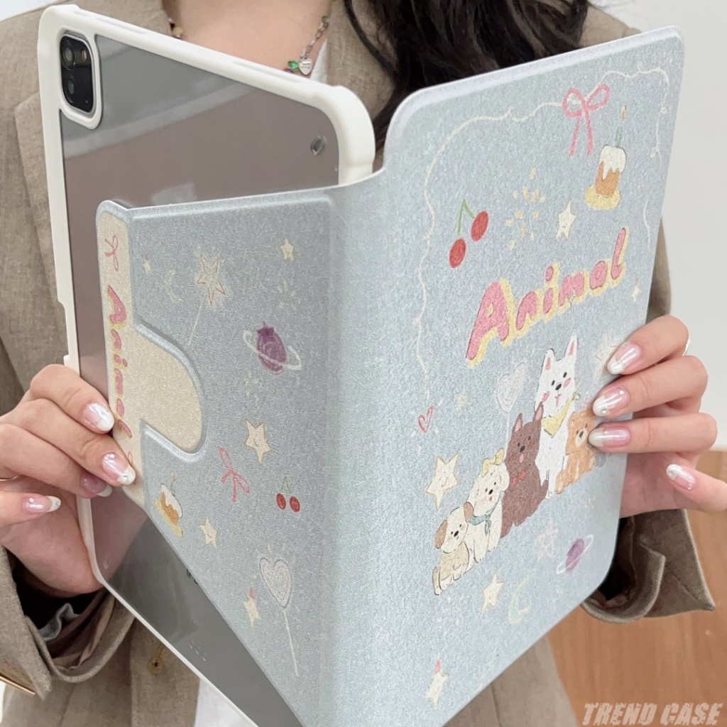 เคส-ลายลูกสุนัขน่ารัก-หมุนได้-360-องศา-พร้อมช่องใส่ดินสอ-สําหรับ-ipad-10-2-8-9th-air-4-5-generation-9-7-10th-10-9-mini-6-2022