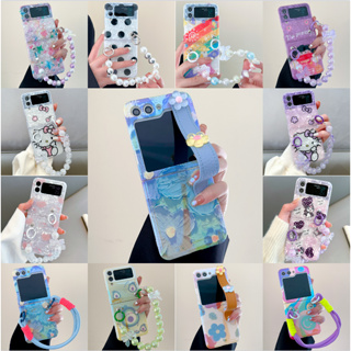 เคสมือถือ ลายการ์ตูนกบ 3D พร้อมสายโซ่คล้อง พับได้ กันกระแทก สําหรับ Samsung Galaxy ZFlip 5 Z Flip5