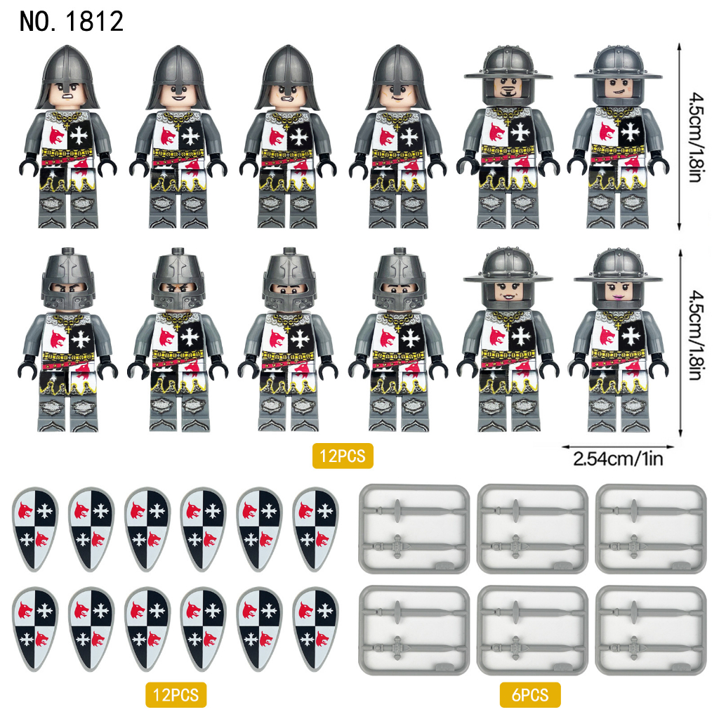 ของเล่นตัวต่อทหารโบราณ-ขนาดเล็ก-12-ชิ้น-ต่อชุด-1812