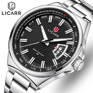Brand Top LICARR ของแท้ นาฬิกาข้อมือควอตซ์แฟชั่น เรืองแสง กันน้ํา แสดงวันที่ สไตล์นักธุรกิจ สําหรับบุรุษ 9516