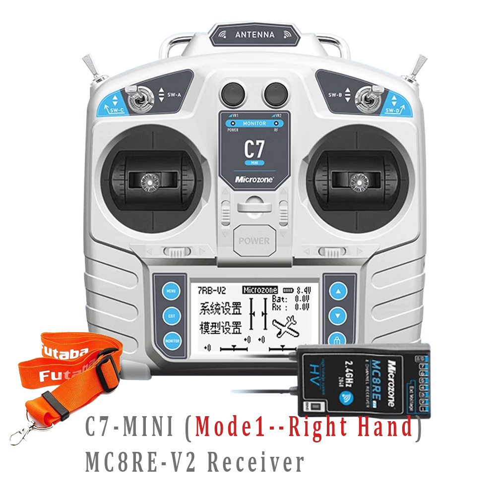 Microzone C7-MINI MC7 2.4Ghz 8CH รีโมตคอนโทรลส่งสัญญาณ MC8RE-V2 PWM ...