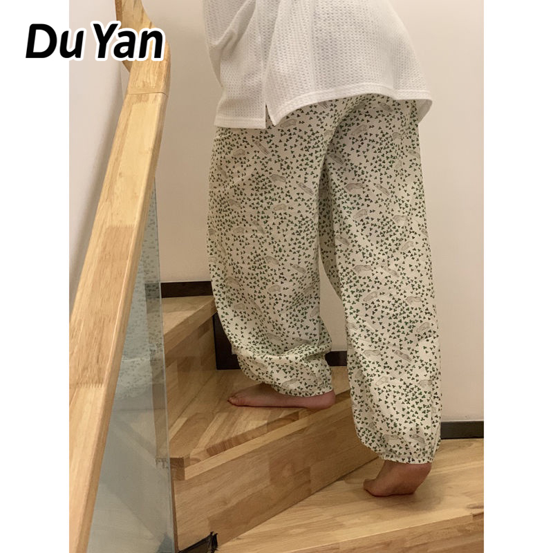 du-yan-clover-กางเกงนอน-เอวยางยืด-ทรงหลวม-ใส่สบาย-กันยุง-ลายกระต่ายน่ารัก-สําหรับผู้หญิง