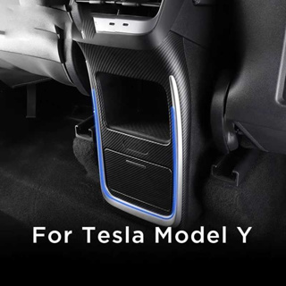 ALASKAR กล่องเก็บของกลางด้านหลังพร้อมไฟ LED ความจุขนาดใหญ่คอนโซลกลางสำหรับ Tesla รุ่น Y 2021-2023