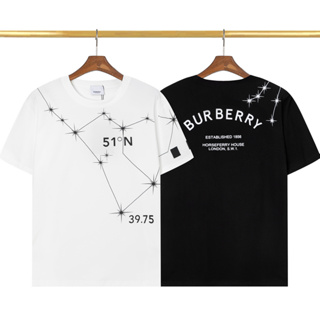 เสื้อยืดคอกลม แขนสั้น ผ้าฝ้าย พิมพ์ลาย Burberr แฟชั่นสําหรับผู้ชาย และผู้หญิง