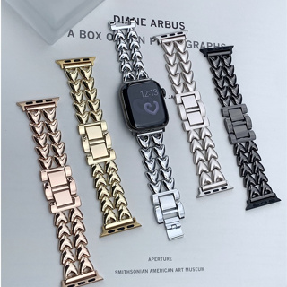 สายนาฬิกาข้อมือสเตนเลส แถวคู่ แบบเปลี่ยน สําหรับ Apple Watch Series 8 ultra 7 6 SE 5 4 3 ขนาด 41 มม. 45 มม. 49 มม. 40 มม. 44 มม. 38 มม. 42 มม.