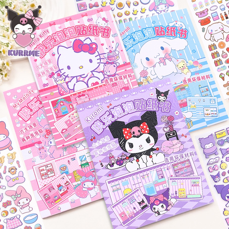 หนังสือสติกเกอร์-ลาย-sanrio-kuromi-melody-น่ารัก-เสียงเงียบ-สําหรับเด็กนักเรียน-diy