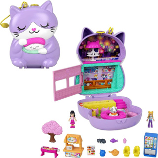 Polly Pocket Sushi Shop Cat Compact Playset with 2 Micro Dolls &amp; Accessories, Travel Toys HCG21 Polly Pocket Sushi Shop ชุดของเล่นตุ๊กตาแมว ขนาดกะทัดรัด พร้อมตุ๊กตา 2 ตัว และอุปกรณ์เสริม สําหรับเดินทาง HCG21