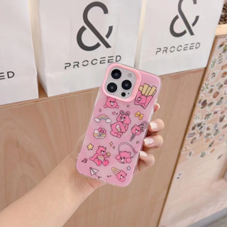 เคสโทรศัพท์มือถือ Tpu แบบนิ่ม ลายหมี สีชมพู สําหรับ iPhone 11 14 14promax 14pro 12pro 13promax 12