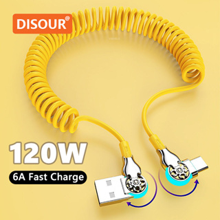 Disour สายชาร์จเร็ว 120W 6A สําหรับ Type-C Micro 8Pin รองรับการส่งสัญญาณ USB