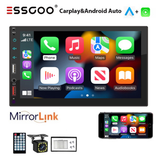 Essgoo เครื่องเล่น MP5 วิทยุ FM AM RDS บลูทูธ 2 Din 7 นิ้ว รองรับ Carplay Android Auto 2USB AUX สําหรับรถยนต์