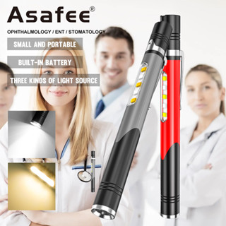 Asafee ปากกาไฟฉาย LED อเนกประสงค์ แบบพกพา ขนาดเล็ก พร้อมแบตเตอรี่ในตัว