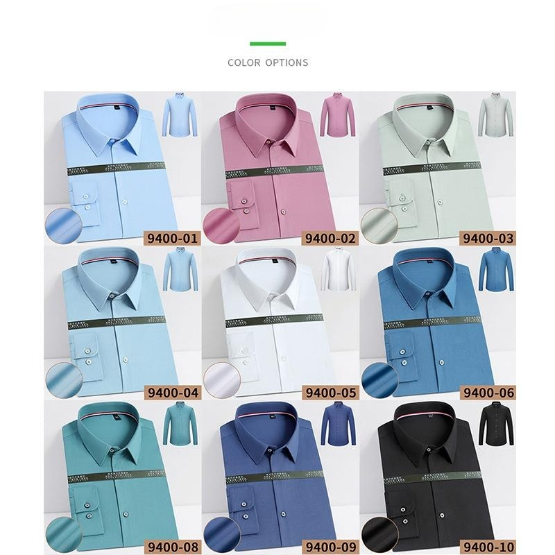 เสื้อเชิ้ตแขนยาวลําลอง-แบบยืดหยุ่น-เข้ารูป-ไร้รอยยับ-สไตล์นักธุรกิจ-สําหรับผู้ชาย