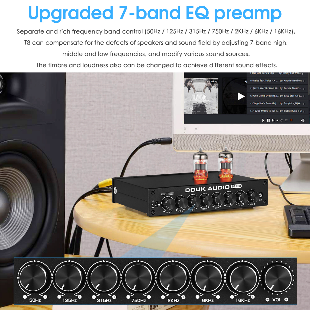 อัพเกรด-douk-audio-t8pro-hifi-7-band-eq-preamp-equalizer-balanced-xlr-stereo-rca-pre-amplifier-สําหรับลําโพงตั้งโต๊ะที่บ้าน-พร้อมตัวควบคุมโทนเสียง