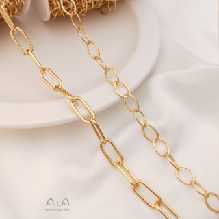 สร้อยคอโซ่ สร้อยข้อมือ ทอง 14K แบบหนา แฮนด์เมด สไตล์ยุโรป อเมริกัน diy