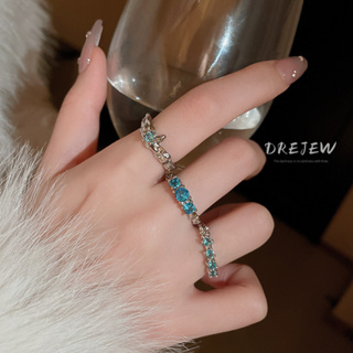 Drejew แหวนนิ้วชี้ ประดับเพทาย สีฟ้า หรูหรา เข้ากับทุกการแต่งกาย สไตล์เกาหลีใต้ สําหรับผู้หญิง