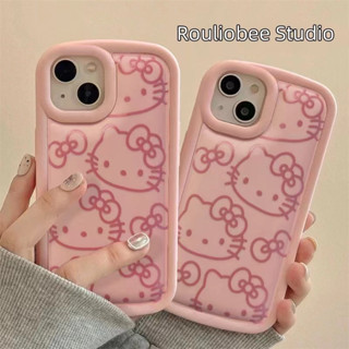 เคสโทรศัพท์มือถือ ซิลิโคนนิ่ม กันกระแทก ลายการ์ตูนแมว KT สีชมพู สําหรับ iPhone 14 Plus 13 Pro 12 Pro 11 Pro Max XSMAX XR XS 7+ 8+