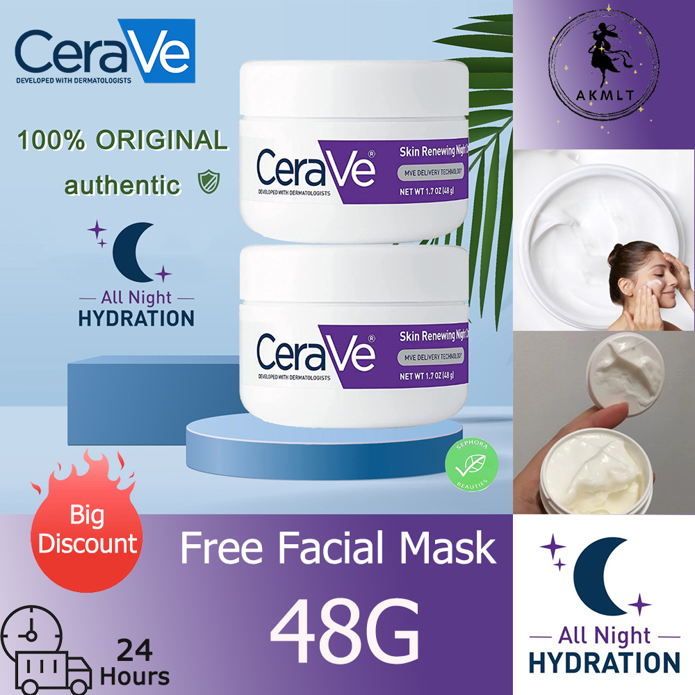 CeraVe Skin Renewing Night Cream with Peptides 48g whitening Melatonin ...