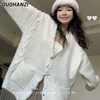 Duohanzi เสื้อกันหนาว คอวี ผ้าถักนิตติ้ง เข้ากับทุกการแต่งกาย สําหรับผู้หญิง