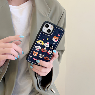 เคสโทรศัพท์มือถือแบบแข็ง ปักลายสุนัขคาวบอย สําหรับ iPhone 11 12Pro 13promax 14promax 13Pro 12 12promax 13 14Pro 14 14