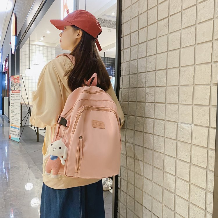 กระเป๋าเป้สะพายหลัง-กระเป๋านักเรียน-จุของได้เยอะ-สีพื้น-แบบเรียบง่าย-สไตล์ญี่ปุ่น-และเกาหลีใต้-สําหรับนักเรียน