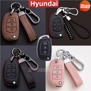 เคสรีโมทกุญแจรถยนต์ แบบหนัง สําหรับ Hyundai Creta ix25 ix35 ix45 i10 i20 i30 i40 Tucson Elantra Santa fe Solaris Verna Solaris Matrix Mistra Elantra Accent