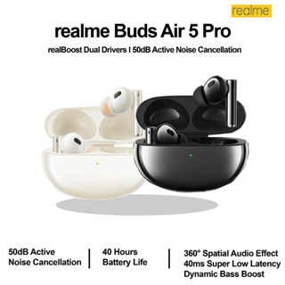 [ใหม่] Realme Buds Air 5 Pro l realme Buds Air 5 ไมโครโฟนคู่ ตัดเสียงรบกวน ชาร์จเร็ว สําหรับโทร l 360° เอฟเฟกต์เสียงเชิงพื้นที่