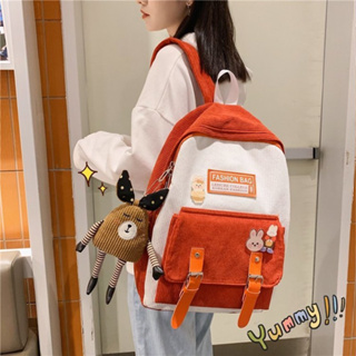 กระเป๋าเป้สะพายหลัง กระเป๋านักเรียน จุของได้เยอะ สีพื้น แบบเรียบง่าย สไตล์ญี่ปุ่น และเกาหลีใต้ สําหรับนักเรียน