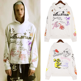 เสื้อกันหนาว มีฮู้ด ผ้าฝ้าย พิมพ์ลายโลโก้ Hellstar สําหรับผู้ชาย และผู้หญิง