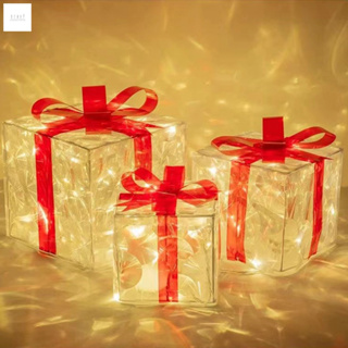 กล่องของขวัญคริสต์มาส เหล็ก สําหรับตกแต่งบ้าน 3 ชิ้น ต่อชุด 3 ชิ้น