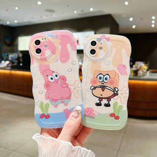 เคส iPhone 14 13 12 11 Pro Max X XR XS Max 8 7 6 6S + Plus SE 2020 Cartoon SpongeBob Patrick Star Wave Soft Case