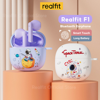 Realfit F1 หูฟังบลูทูธ 5.3 ไร้สาย คุณภาพเยี่ยม พร้อมเคส ลายการ์ตูนนักบินอวกาศ พร้อมไมโครโฟน