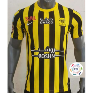 เสื้อกีฬาแขนสั้น ลายทีมชาติฟุตบอล Al-Ittihad 23 24 ชุดเหย้า ไซซ์ S - 2XL