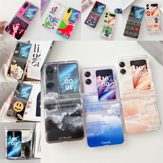 เคสมือถือ แบบใส ลายการ์ตูนแฮมเบอร์เกอร์หน้ายิ้ม พับได้ สําหรับ OPPO find n2 find-n2 find-n2