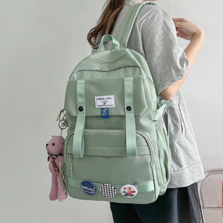 กระเป๋าเป้สะพายหลัง กระเป๋านักเรียน ขนาดใหญ่ จุของได้เยอะ สีพื้น สไตล์ญี่ปุ่น และเกาหลี สําหรับเด็กผู้หญิง