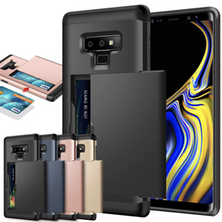 เคสโทรศัพท์มือถือ แบบสไลด์ มีช่องใส่บัตร สไตล์นักธุรกิจ สําหรับ Samsung galaxy Note 9 8 Note 10 Plus