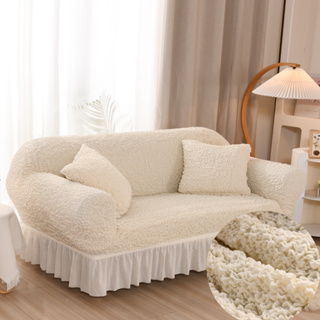 ผ้าคลุมโซฟา sofa cover ผ้าแจ็คคาร์ด แบบนิ่ม ยืดหยุ่น รูปตัว L 3D 1 2 3 4 ที่นั่ง