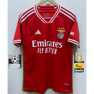 เสื้อกีฬาแขนสั้น ลายทีมชาติฟุตบอล Benfica Home 38 มงกุฎ 2023/24 ไซซ์ S-4XL สามารถใส่ชื่อและตัวเลขได้