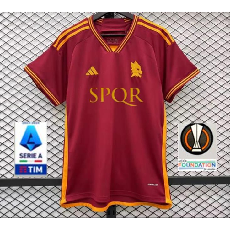 เสื้อกีฬาแขนสั้น-ลายทีมชาติฟุตบอล-as-roma-2023-24-ชุดเหย้า-s-4xl