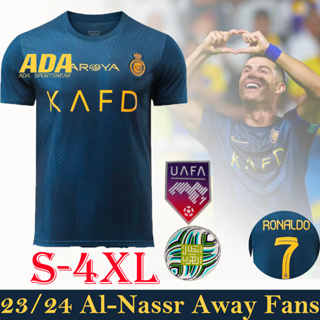 เสื้อกีฬาแขนสั้น ลายทีมชาติฟุตบอล Al-Nassr FC Away 23 24 ชุดเยือน คุณภาพสูง สําหรับผู้ชาย ไซซ์ S-4XL