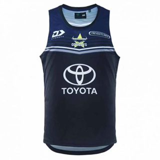 2023 Dynasty NQ Cowboys NRL Mens Alternate Training Singlet สีดำ/น้ำเงิน